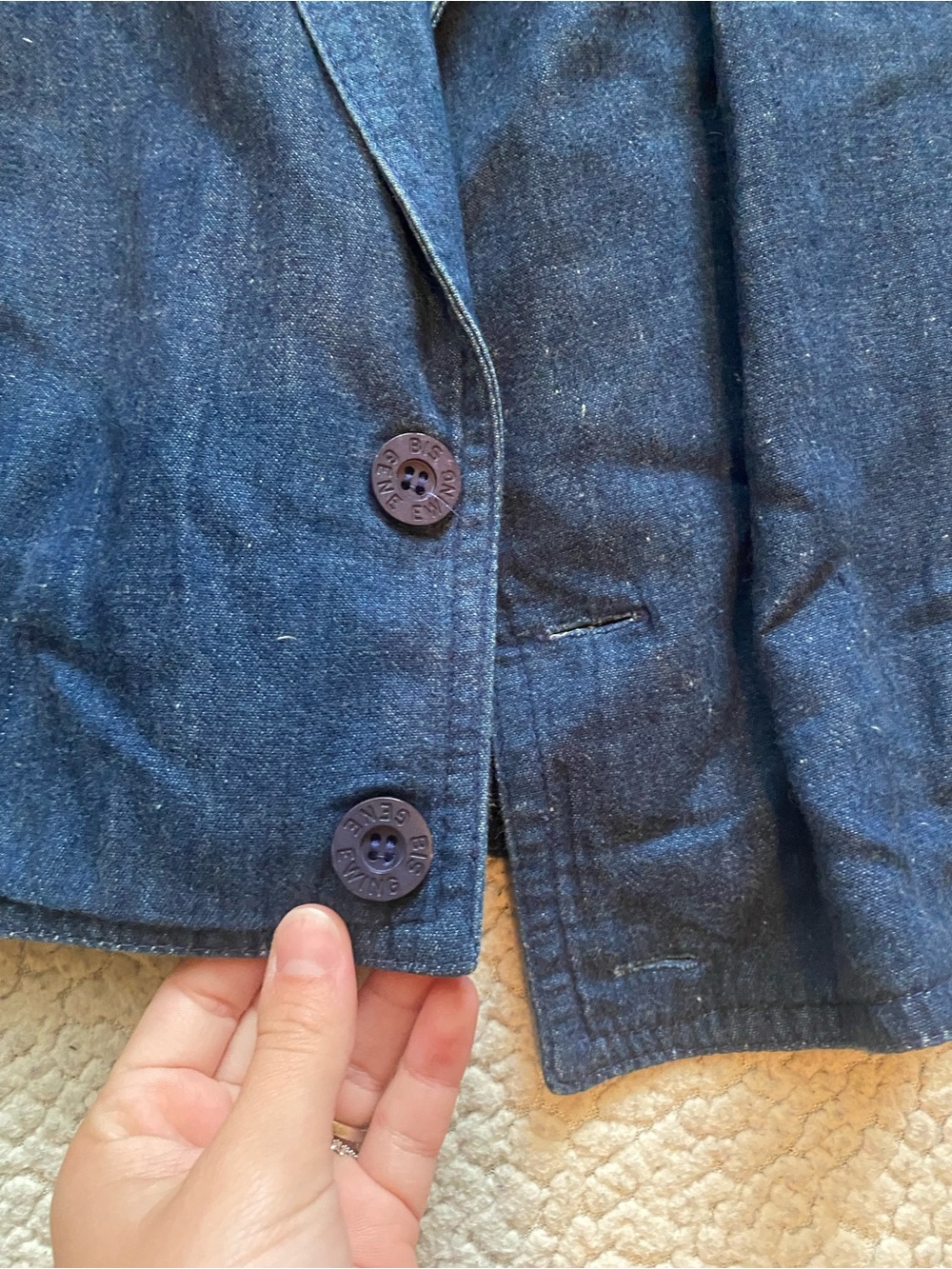 Women's Dark Blue Denim Shawl-Collar Jacket - Picture 4 of 8